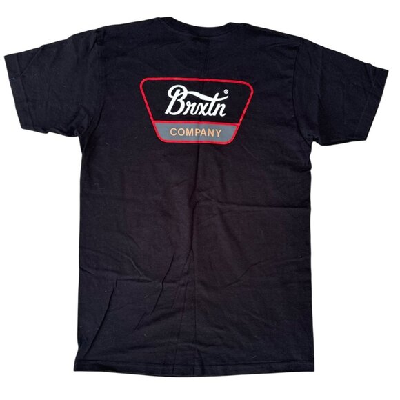 Brixton Mens Standard Fit Black T-Shirt Size M 100% Cotton Graphic Logo Front & - Picture 2 of 7